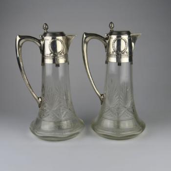 Glass Jug - clear glass, silver - 1900 Glass Jug - clear glass, silver - 1900