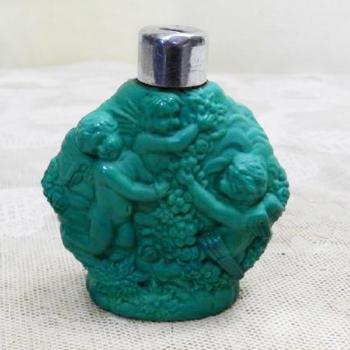 Flacon - glass, green glass - 1930 Flacon - glass, green glass - 1930