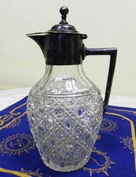 Glass Jug - tin, clear glass - 1880 Glass Jug - tin, clear glass - 1880