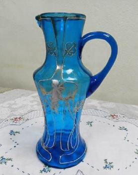 Glass Jug - blue glass - 1930 Glass Jug - blue glass - 1930