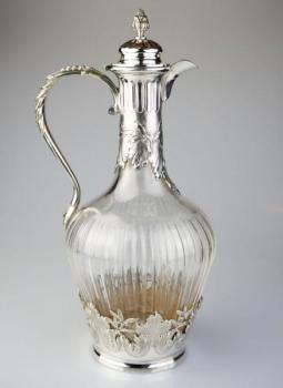 Carafe - cut glass, silver - 1890 Carafe - cut glass, silver - 1890