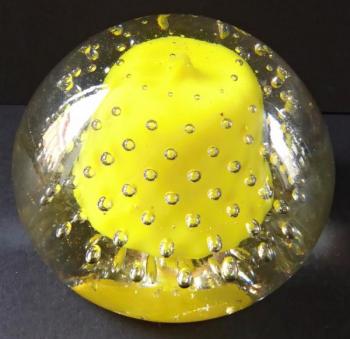 Glass paperweight with air bubbles