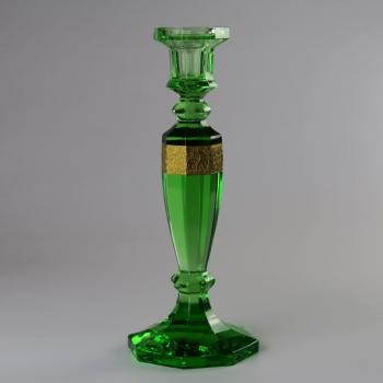 Candlestick - green glass - 1990