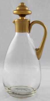 Carafe with gilt handle, funnel and stopper
